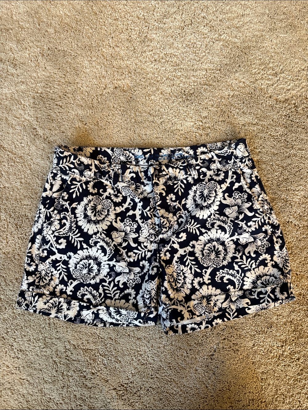 Women's Navy and White Floral Shorts